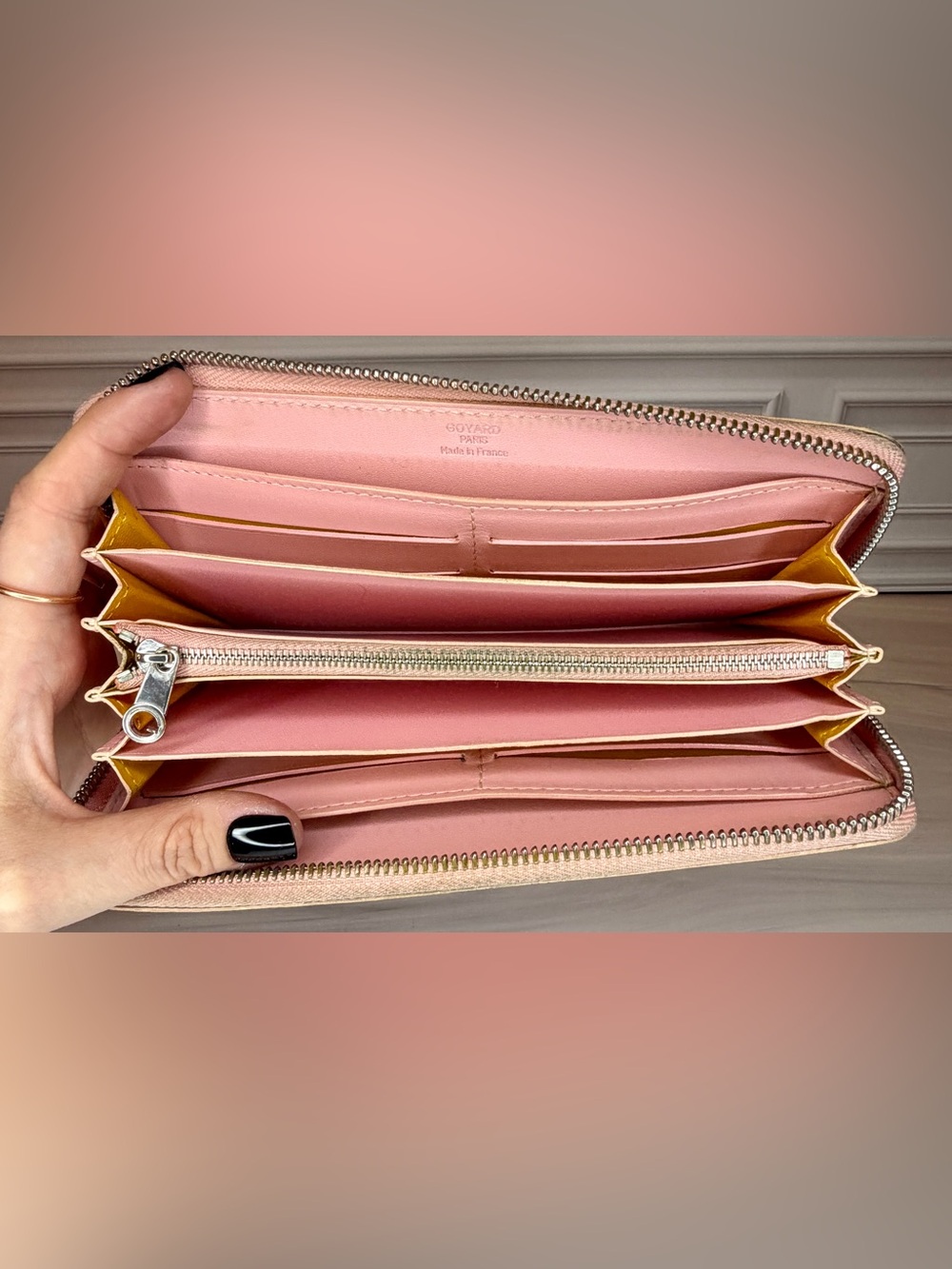 Goyard Sakura Rare Pink GM Zip Around Wallet Goyardine Leather Includes Box - Picture 7 of 10